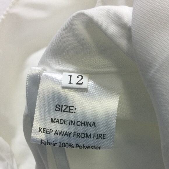 GIRL'S PARTY DRESS SZ 12 Y white lace embellished short sleeve flower maxi 0B2 - Picture 6 of 7